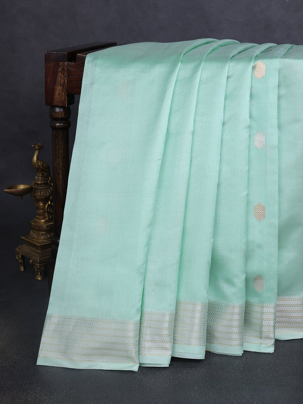 Light Pista Banarasi Poona Silk Saree