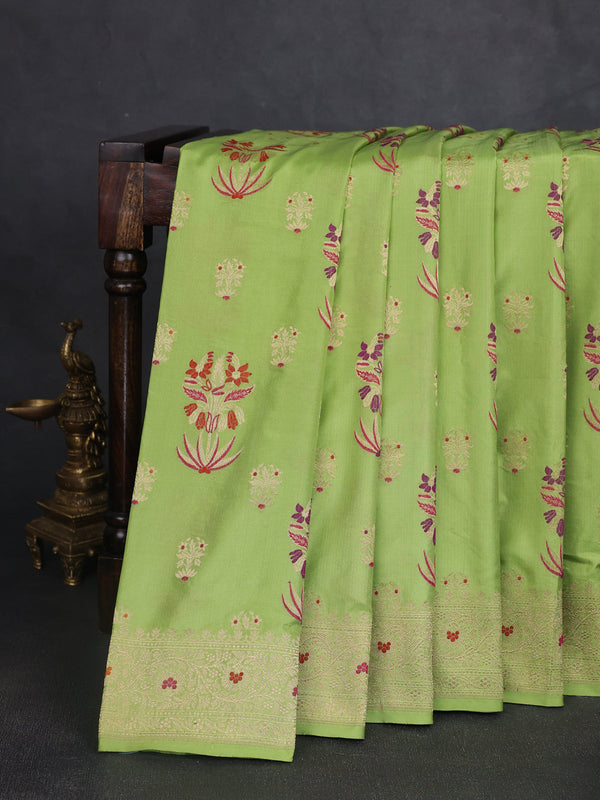 Battle Green Banarasi Silk Saree