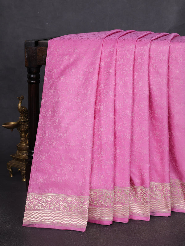 Pink Banarasi Tanchoi Silk Saree