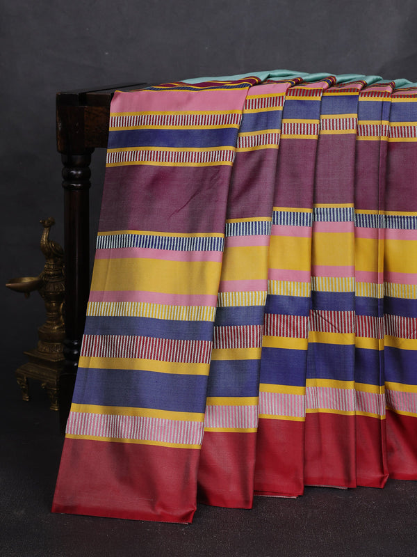 Mint Green - Multi Colour Banarasi Tanchoi Silk Saree