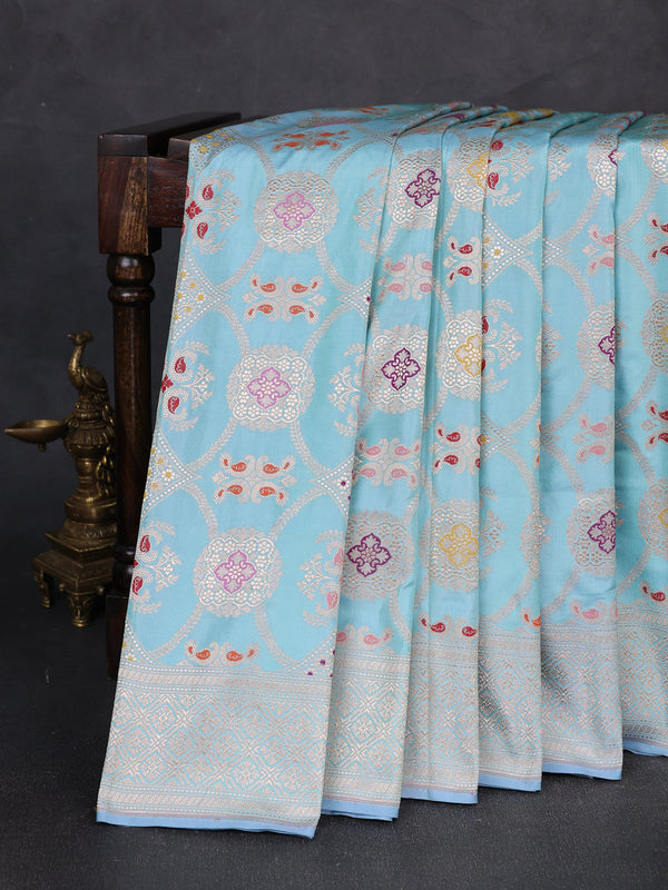 Sky Blue Banarasi Silk Saree