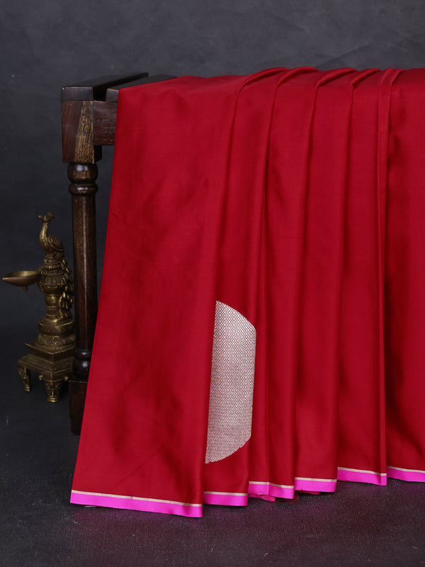 Red Banarasi Mushru Silk Saree