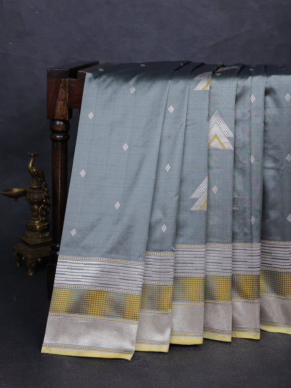 Grey Banarasi Silk Saree