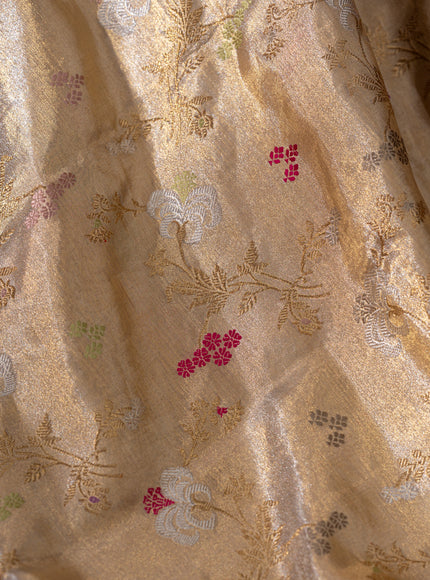 Gold - Pink Tissue Kanchipuram Silk Saree With Zari Weaves