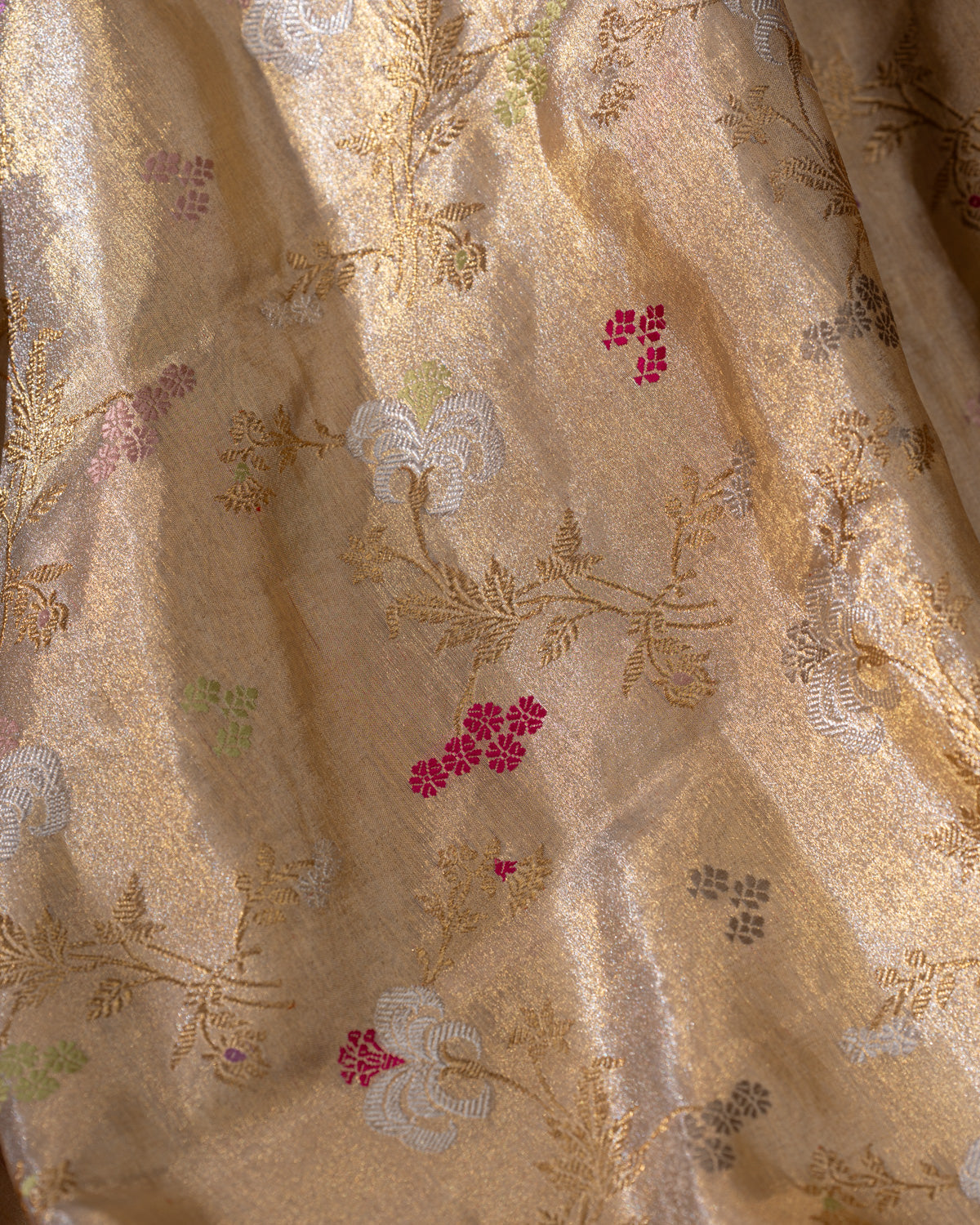 Gold - Pink Tissue Kanchipuram Silk Saree With Zari Weaves