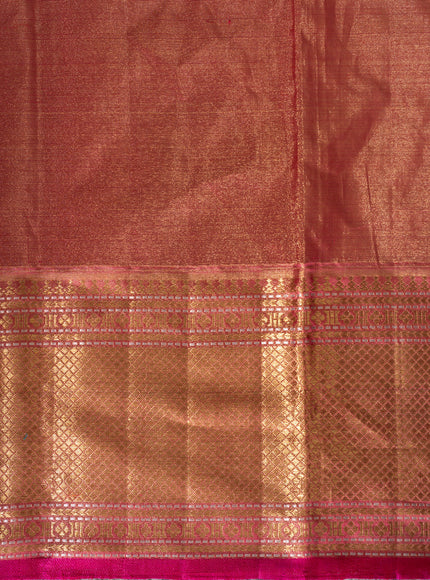Gold - Pink Tissue Kanchipuram Silk Saree With Zari Weaves