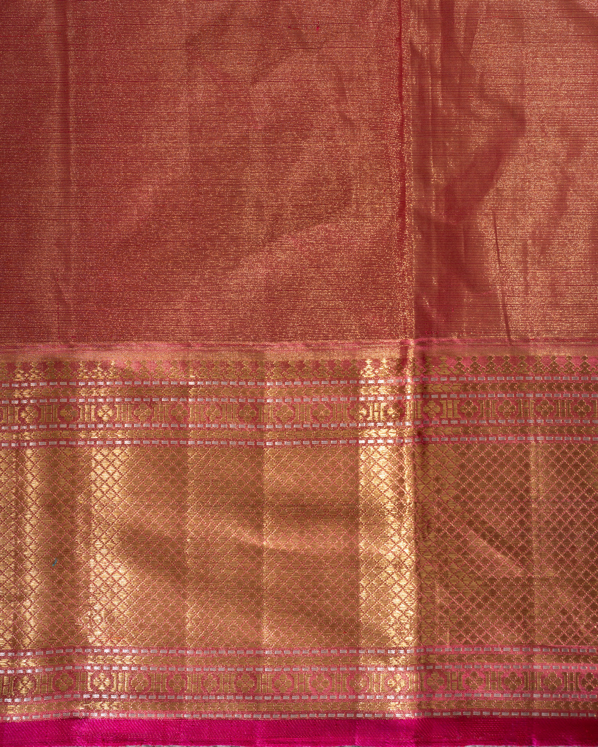 Gold - Pink Tissue Kanchipuram Silk Saree With Zari Weaves