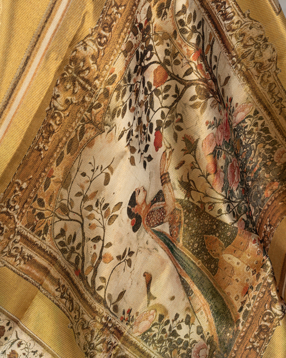 Golden Tissue Kanchipuram Silk Saree With Exclusive Electronic Jacquard Weaves