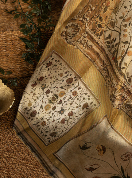 Golden Tissue Kanchipuram Silk Saree With Exclusive Electronic Jacquard Weaves