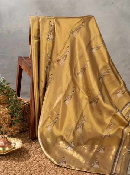 Golden Tissue Kanchipuram Silk Saree With Exclusive Electronic Jacquard Weaves