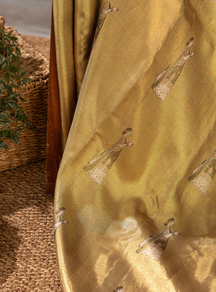 Golden Tissue Kanchipuram Silk Saree With Exclusive Electronic Jacquard Weaves