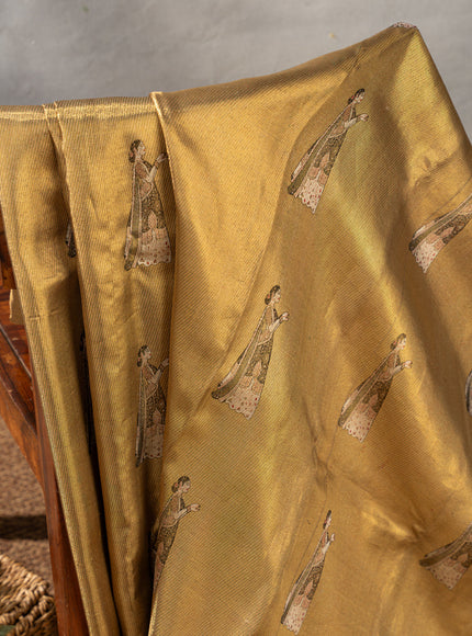 Golden Tissue Kanchipuram Silk Saree With Exclusive Electronic Jacquard Weaves