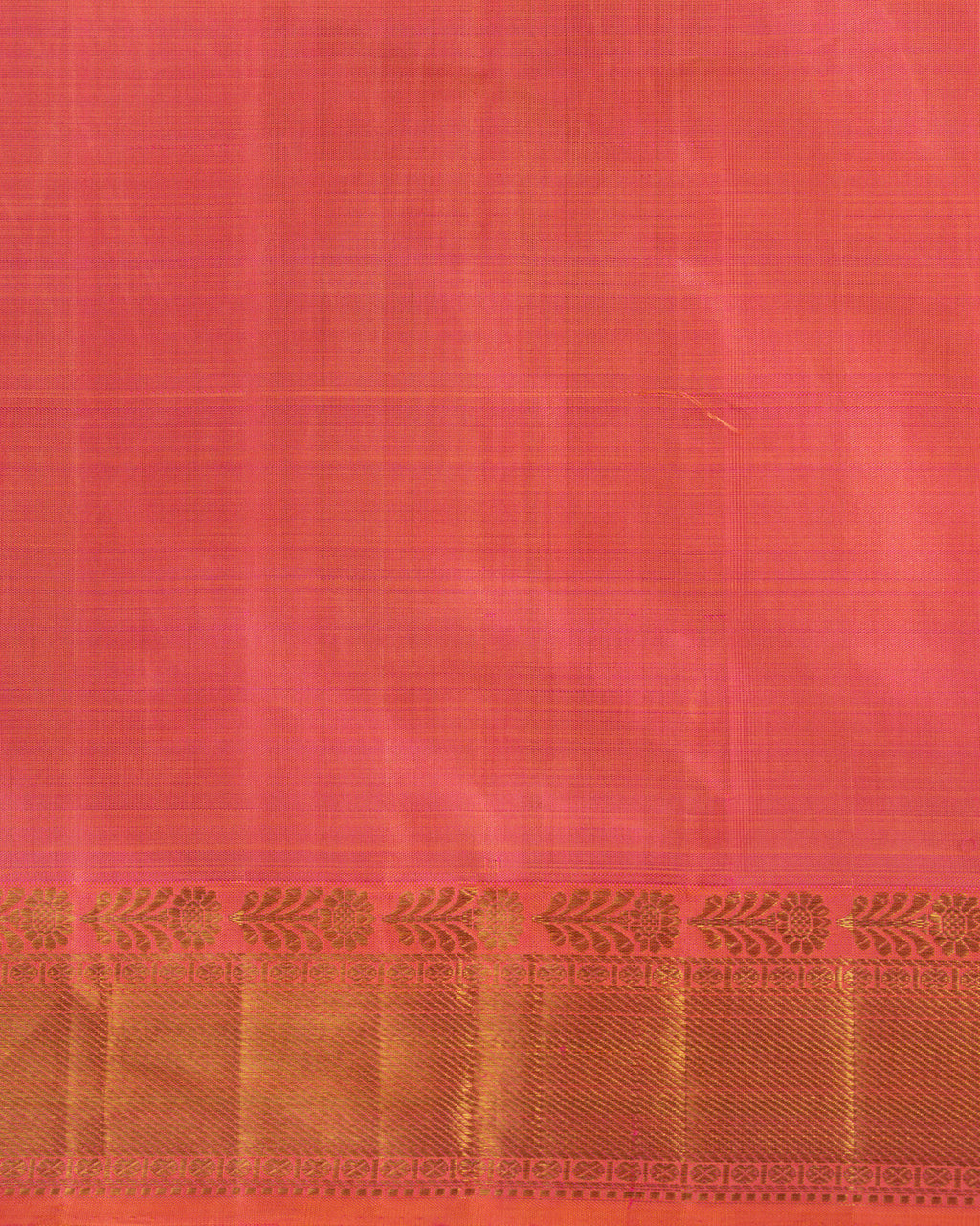 Dual Tone Pink Kanchipuram Silk Saree With Long Rich Temple Border