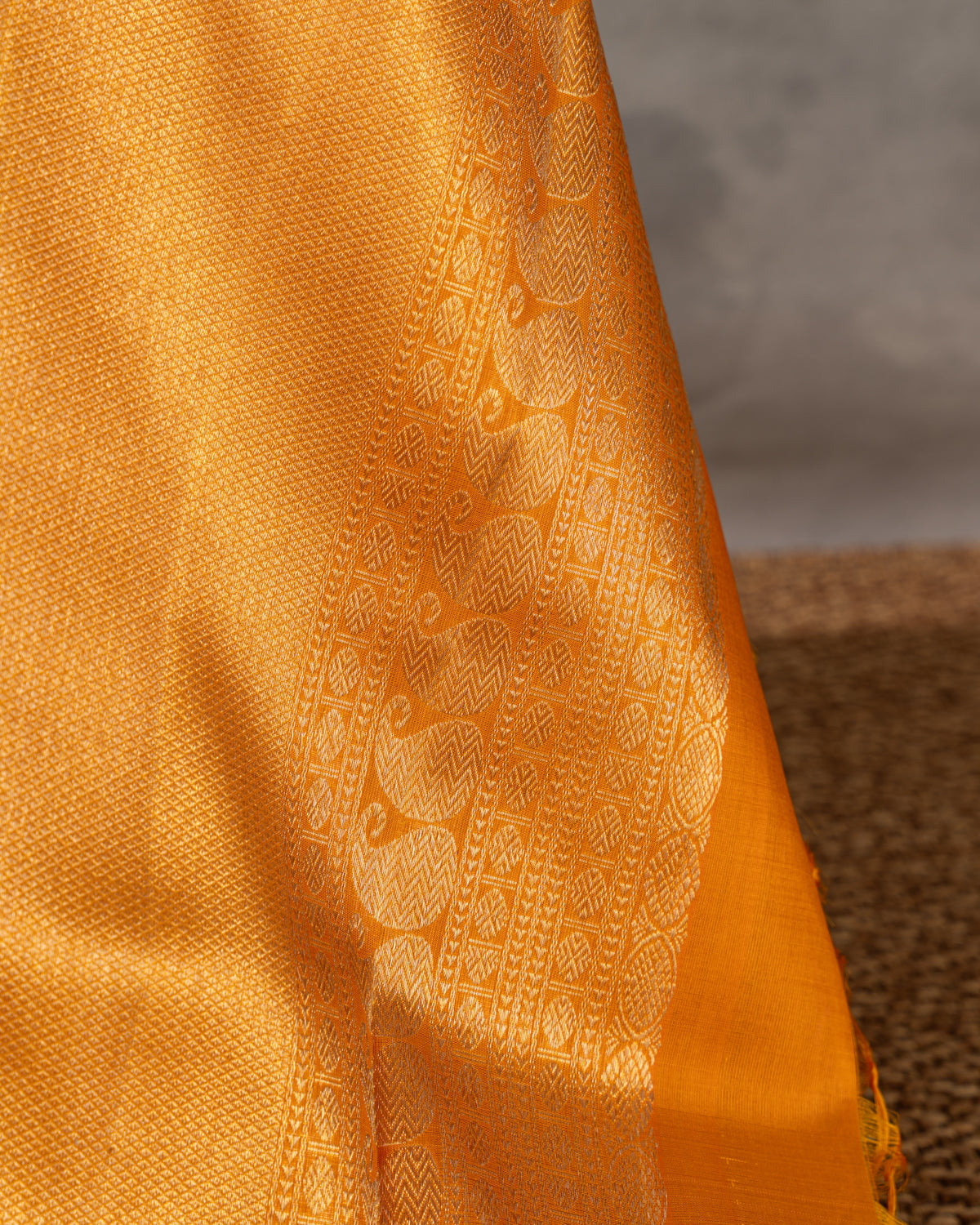 Baby Pink Tissue Kanchipuram Kora With Golden Zari Butta