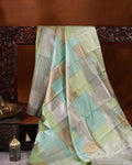 Pista Green Kanchipuram Silk Saree With Geometric Weaves