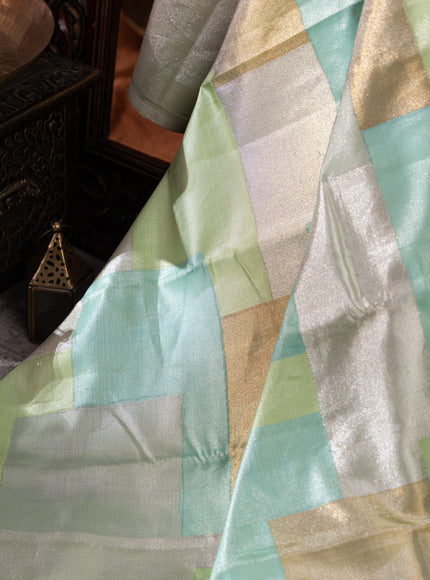 Pista Green Kanchipuram Silk Saree With Geometric Weaves