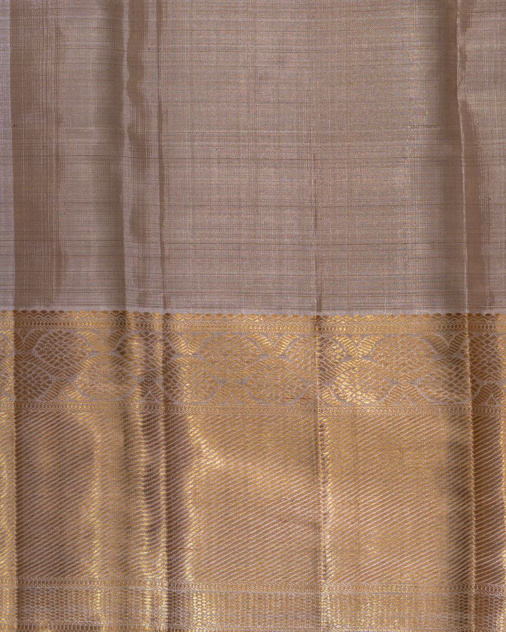 Beige Tissue Kanchipuram Silk Saree With Silver Zari Weaves