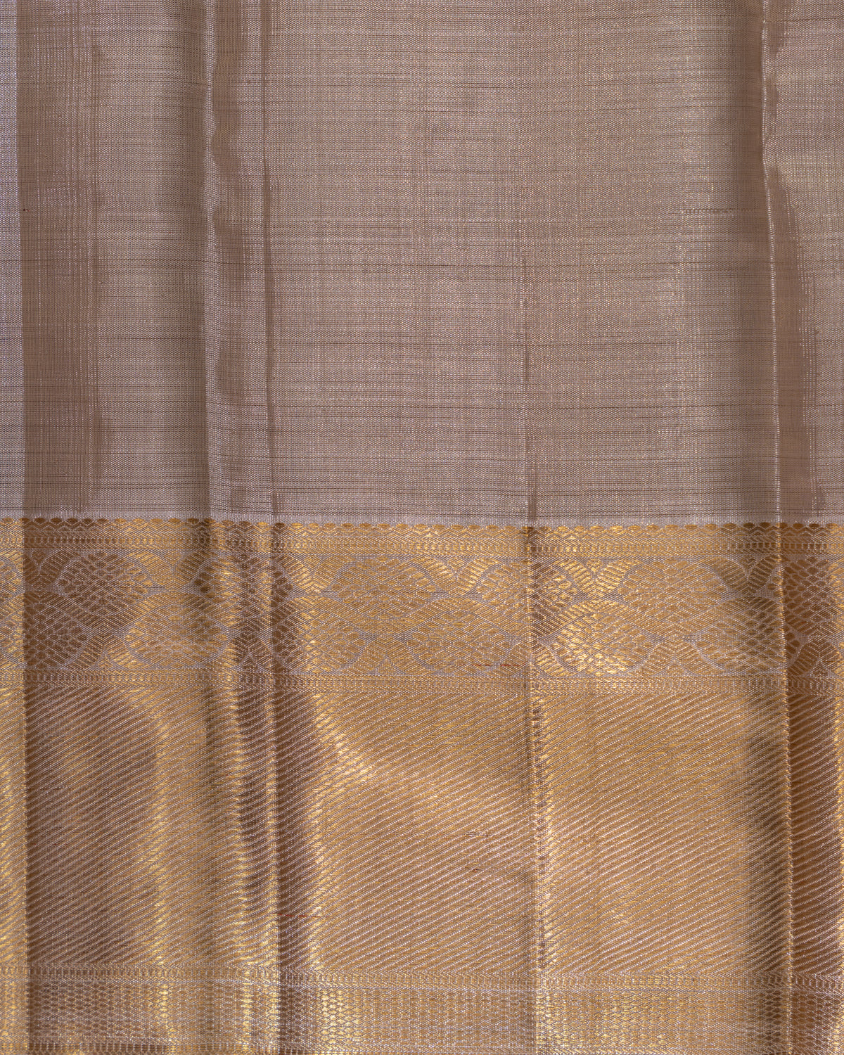 Beige Tissue Kanchipuram Silk Saree With Silver Zari Weaves