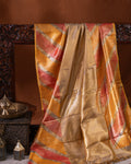 Golden Tissue Kanchipuram Silk Saree With Zari Weaves