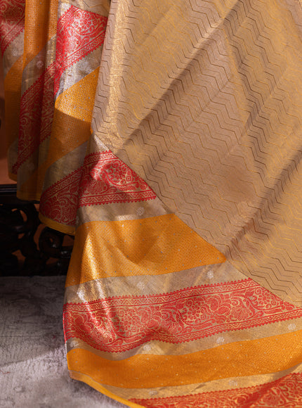 Golden Tissue Kanchipuram Silk Saree With Zari Weaves