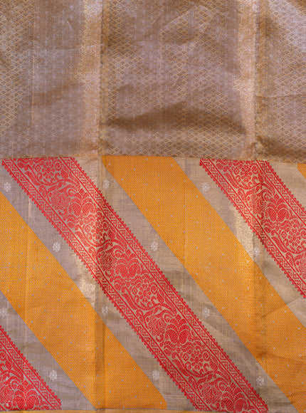 Golden Tissue Kanchipuram Silk Saree With Zari Weaves