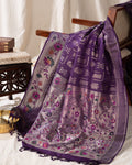 Violet Kanchipuram Silk Saree With Zari Weaves