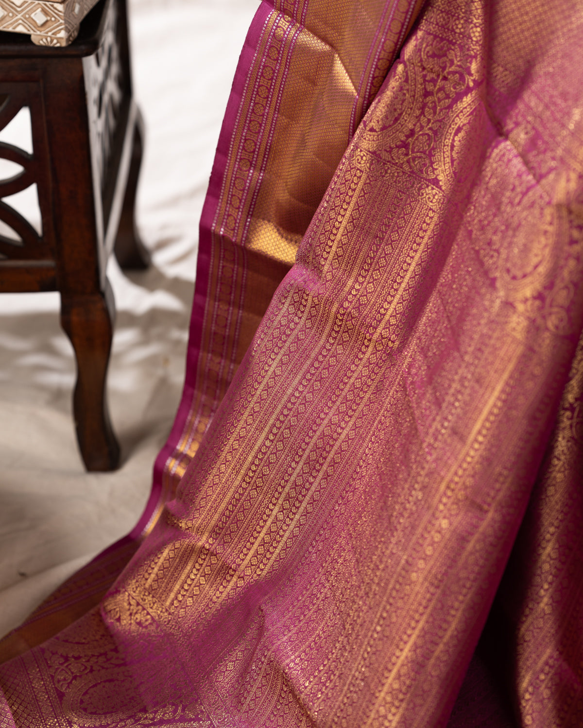 Purple Kanchipuram Silk Saree With Floral Weaveing