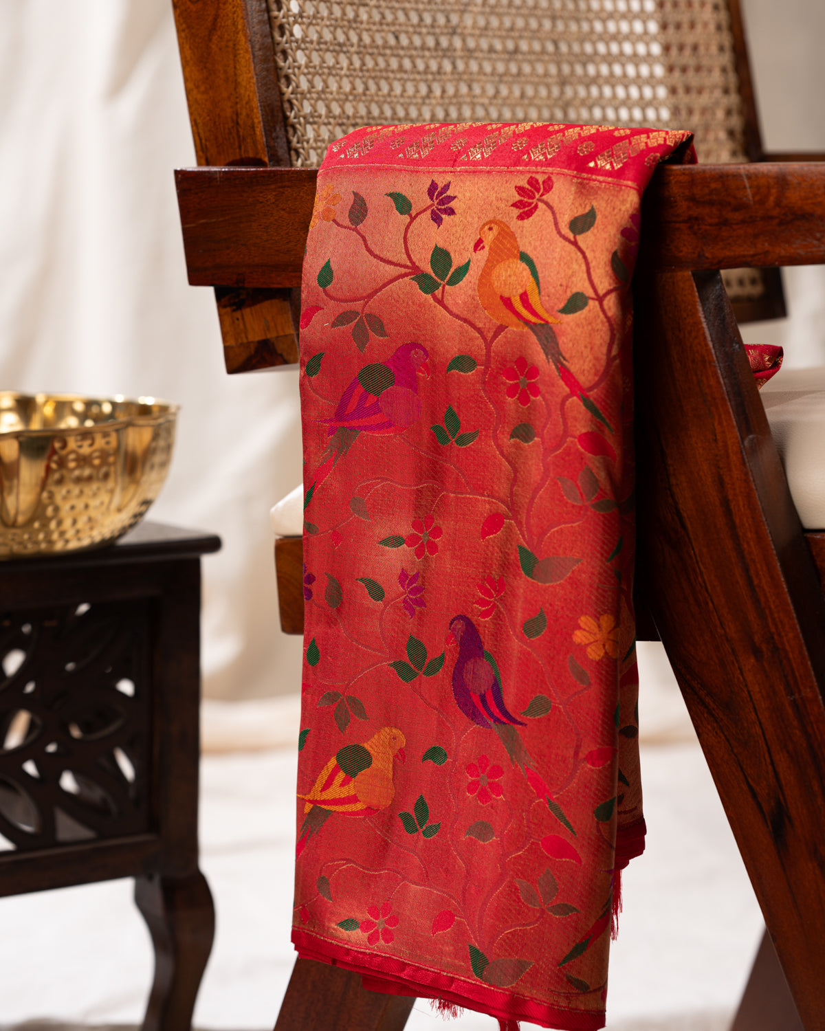 Red Kanchipuram Silk Saree With Rich Paithani Pallu