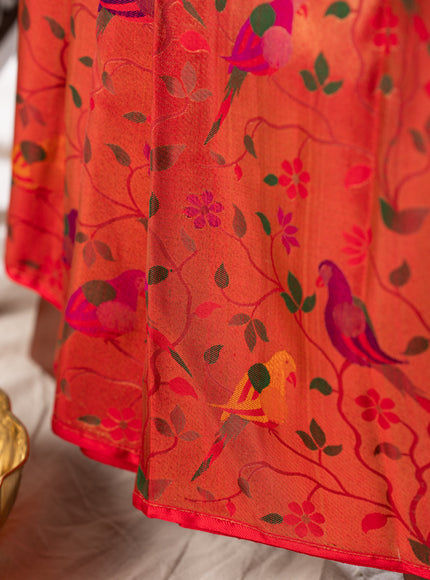 Red Kanchipuram Silk Saree With Rich Paithani Pallu