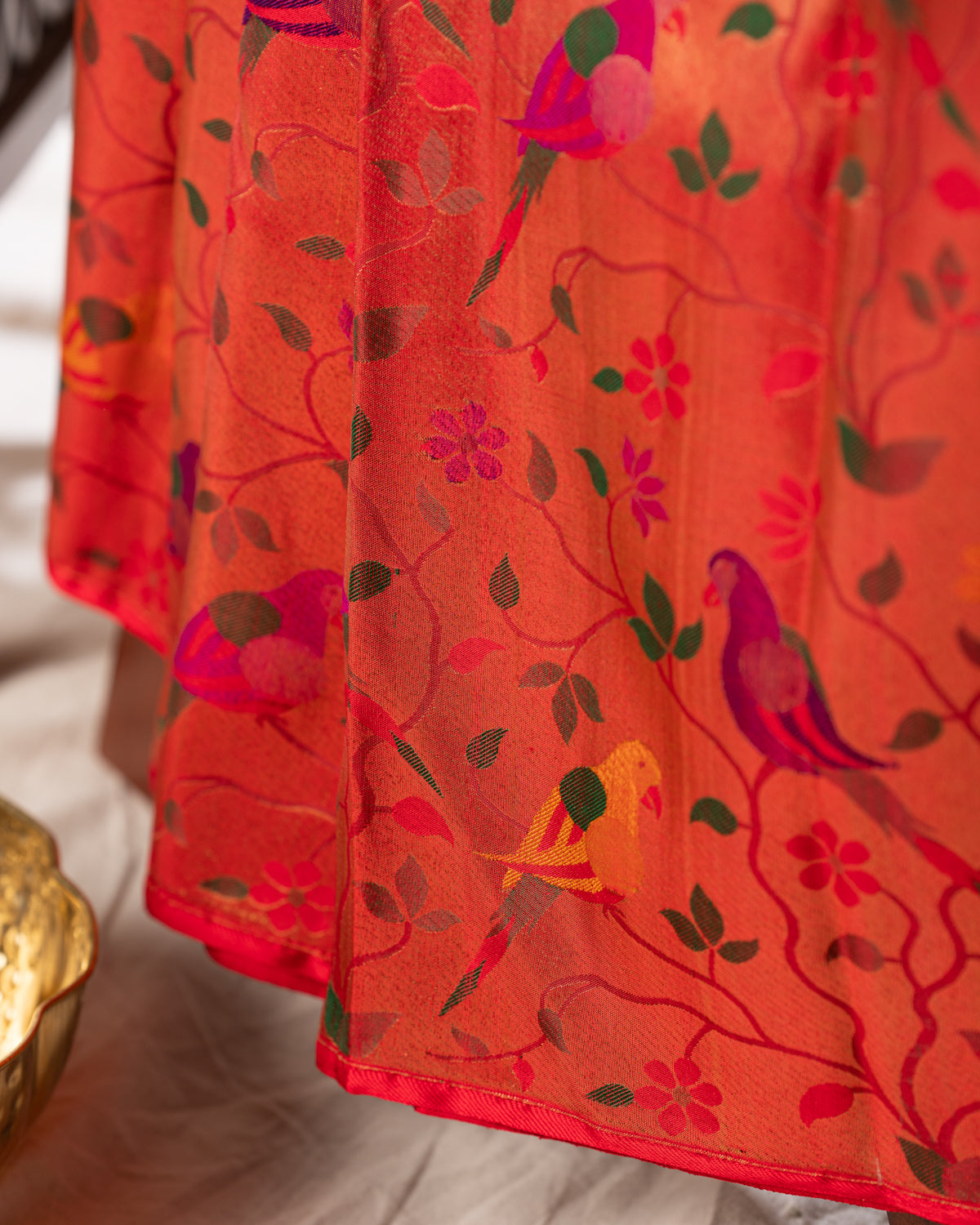 Red Kanchipuram Silk Saree With Rich Paithani Pallu