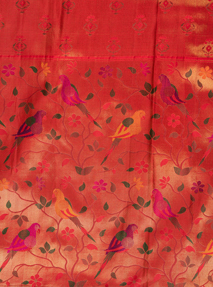 Red Kanchipuram Silk Saree With Rich Paithani Pallu