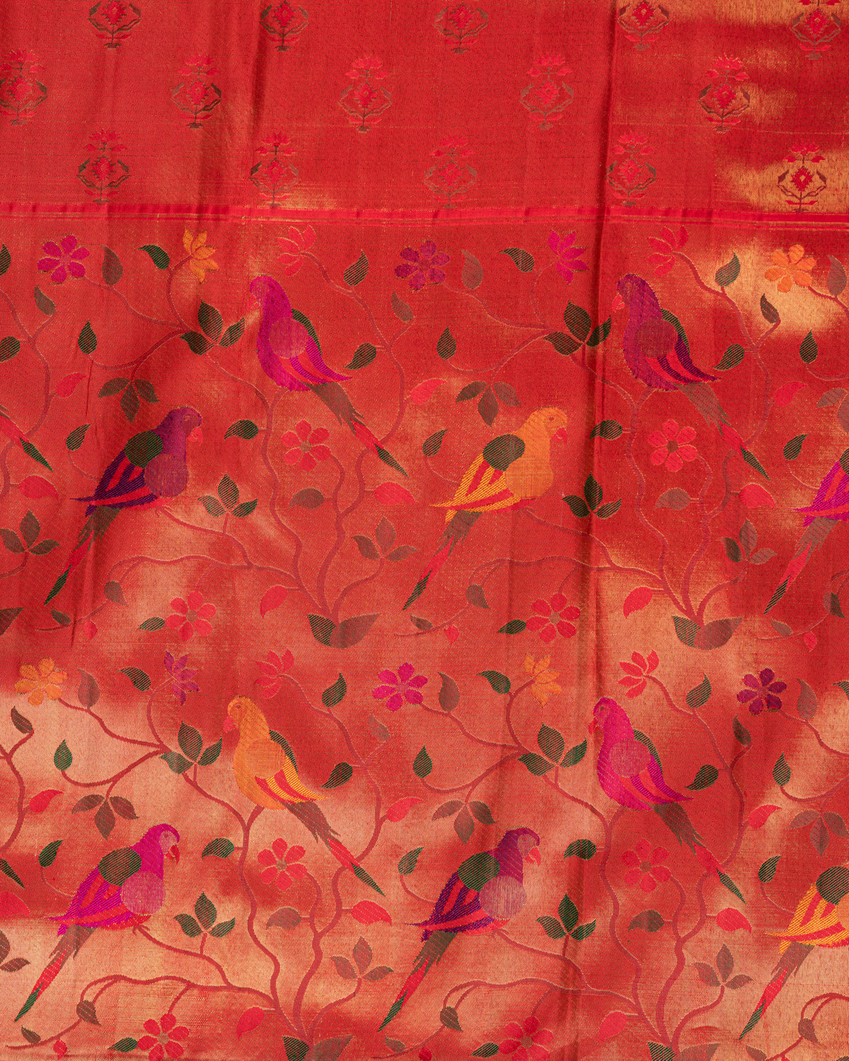 Red Kanchipuram Silk Saree With Rich Paithani Pallu