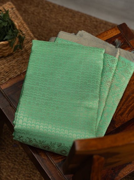 Teal Kanchipuram Silk Saree With Silver Zari Weaves