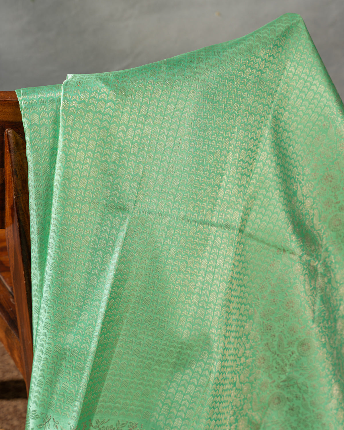 Teal Kanchipuram Silk Saree With Silver Zari Weaves