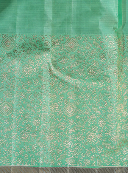 Teal Kanchipuram Silk Saree With Silver Zari Weaves