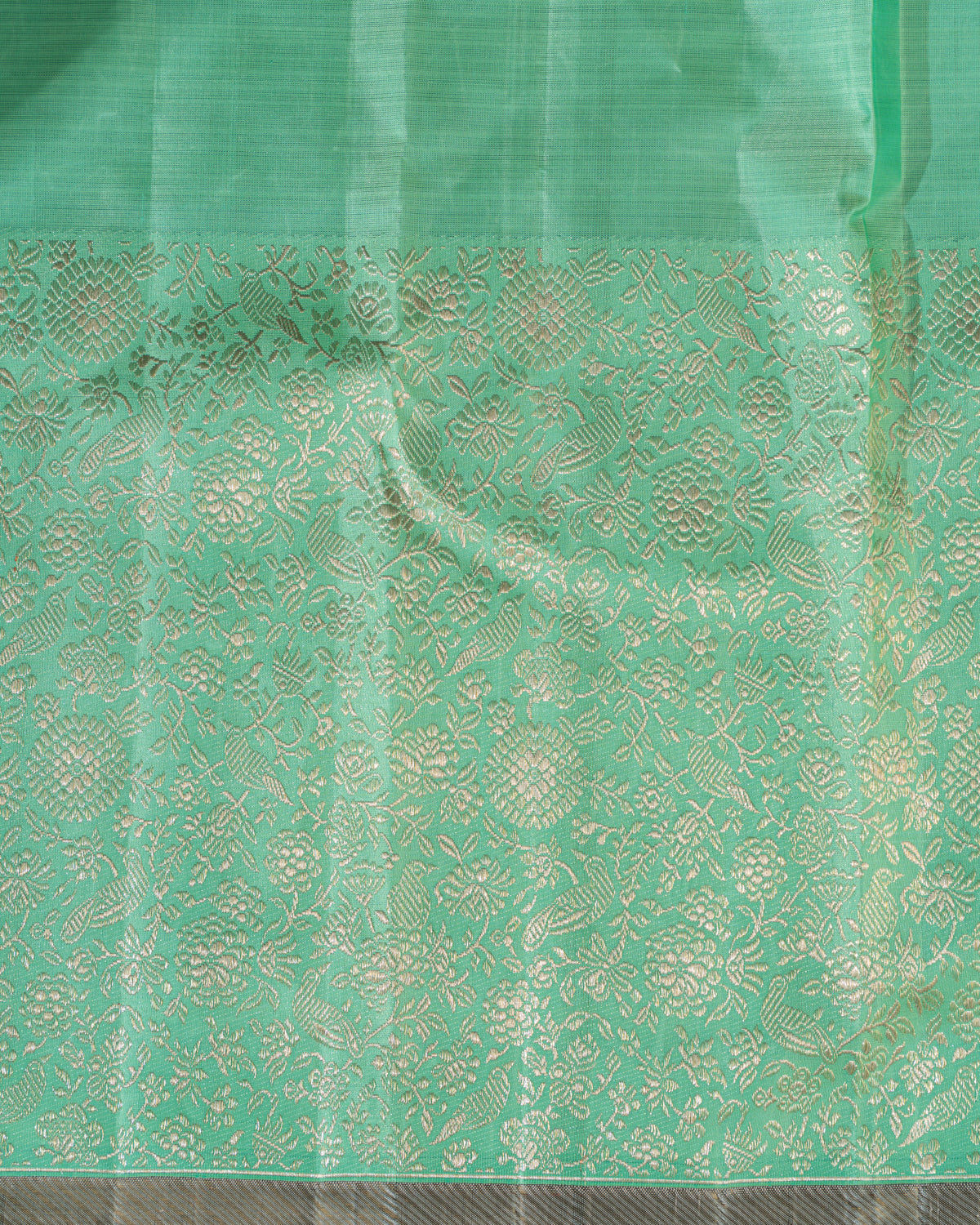 Teal Kanchipuram Silk Saree With Silver Zari Weaves
