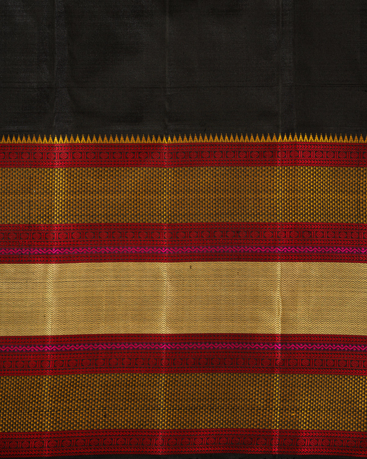 Yellow Kanchipuram Silk Saree With Allover Checks & Without Zari Pallu