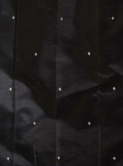 Majestic Black & Silver Kanchipuram Silk With Lion And Floral Weaves