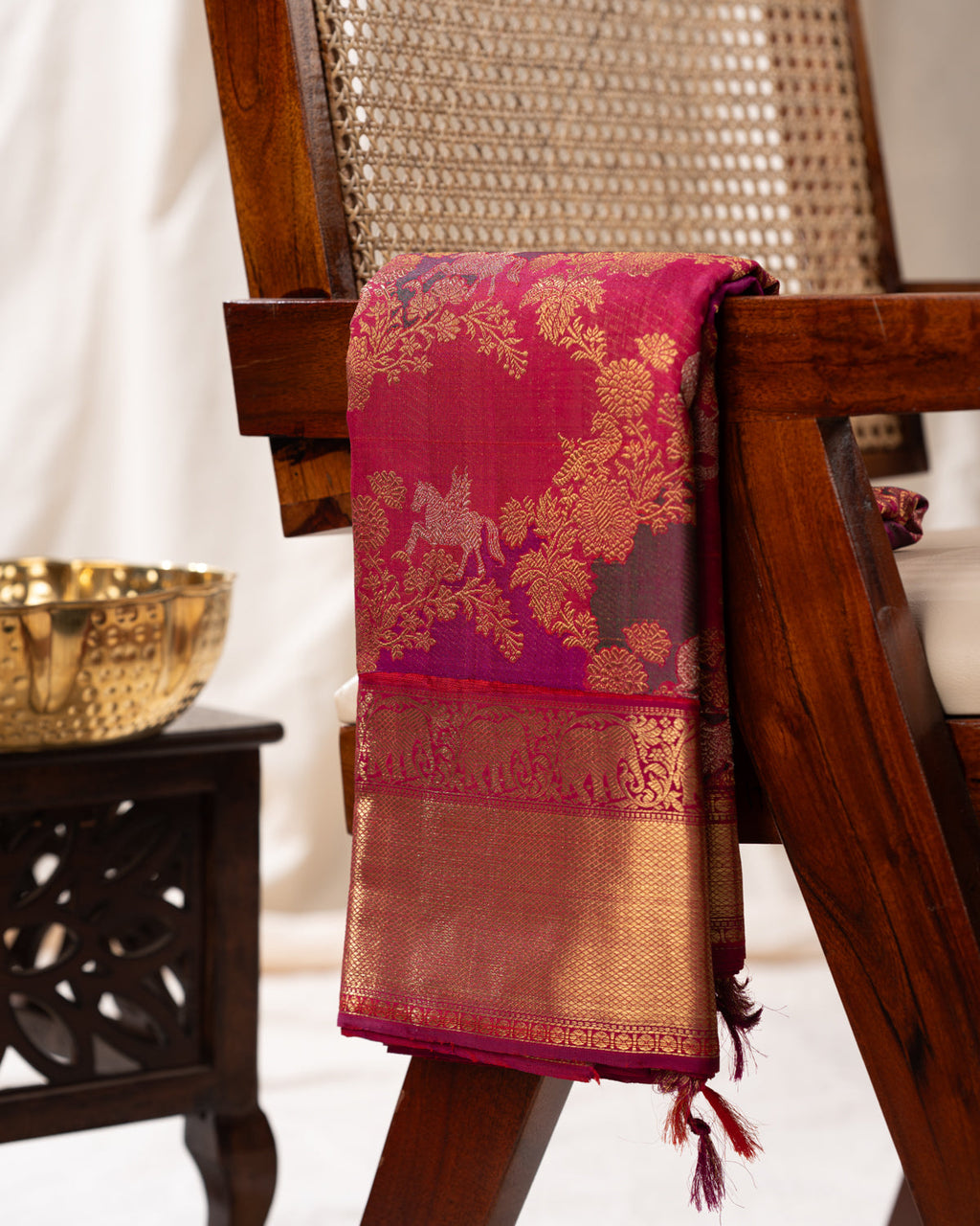 Pink Kanchipuram Silk Saree With Zari Weaves