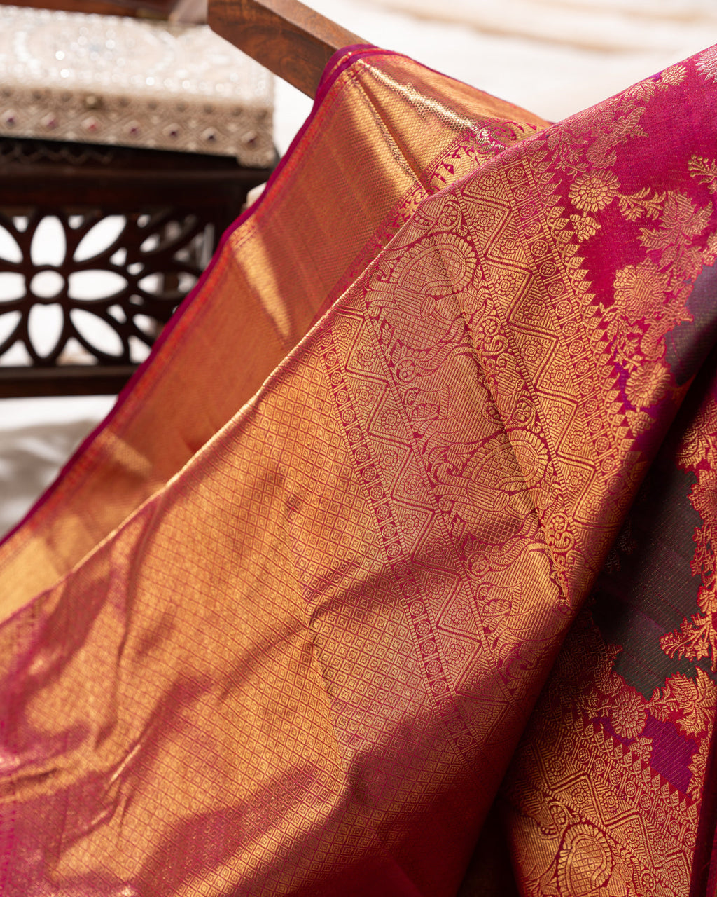 Pink Kanchipuram Silk Saree With Zari Weaves