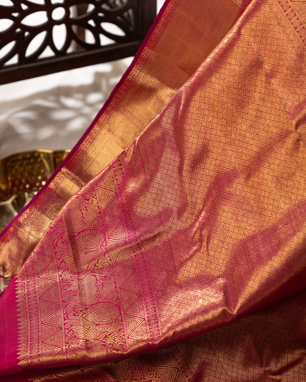 Pink Kanchipuram Silk Saree With Zari Weaves