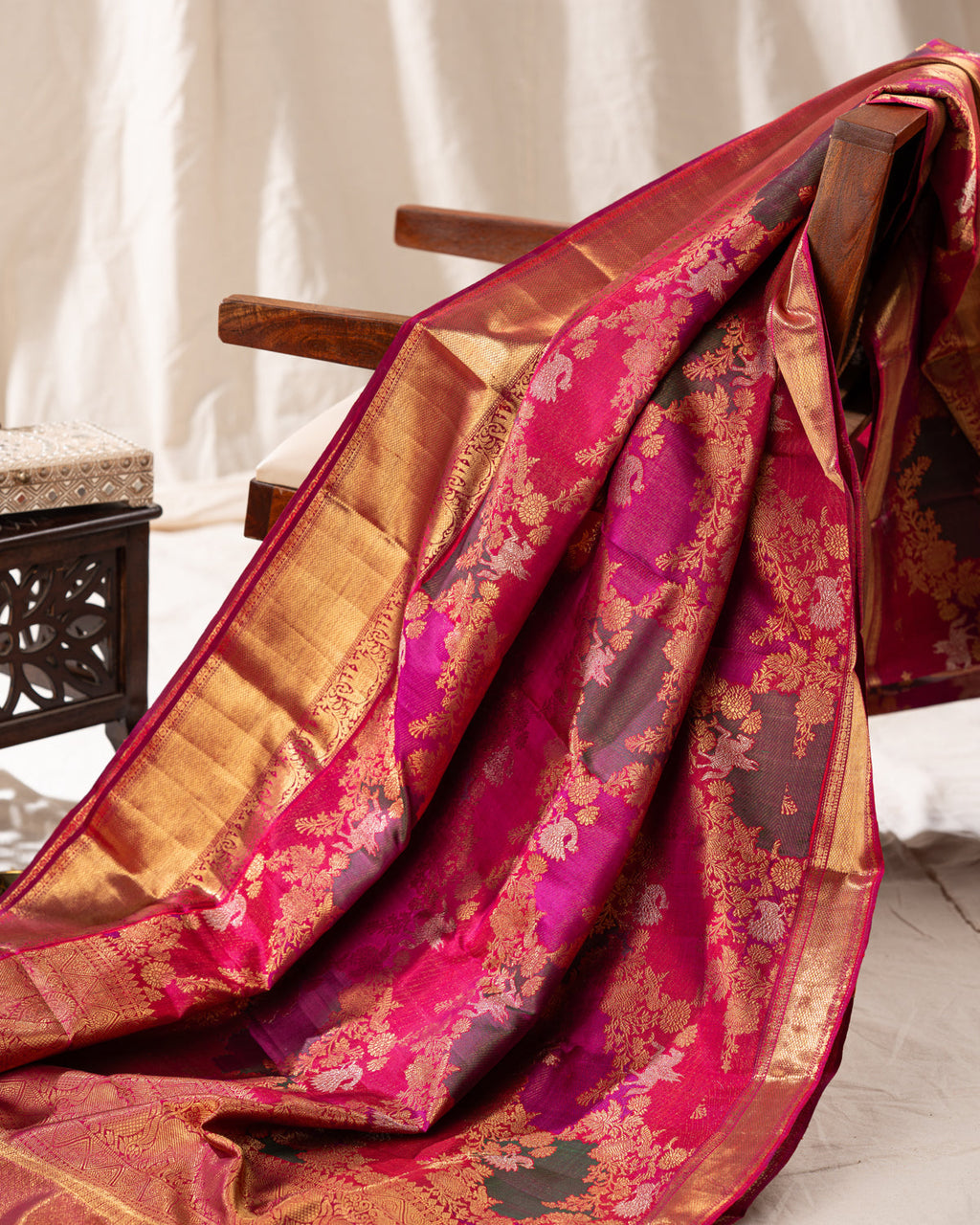Pink Kanchipuram Silk Saree With Zari Weaves