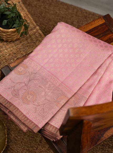 Light Pink Kanchipuram Silk Saree With Brocade Weaves