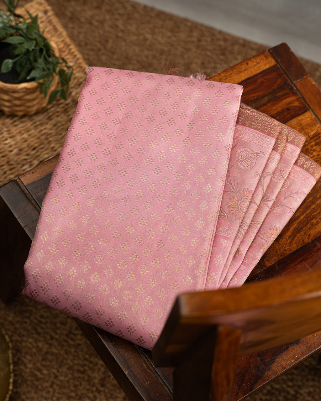 Light Pink Kanchipuram Silk Saree With Brocade Weaves