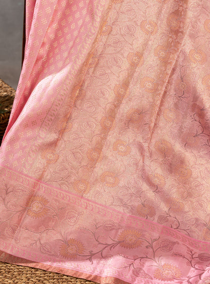 Light Pink Kanchipuram Silk Saree With Brocade Weaves