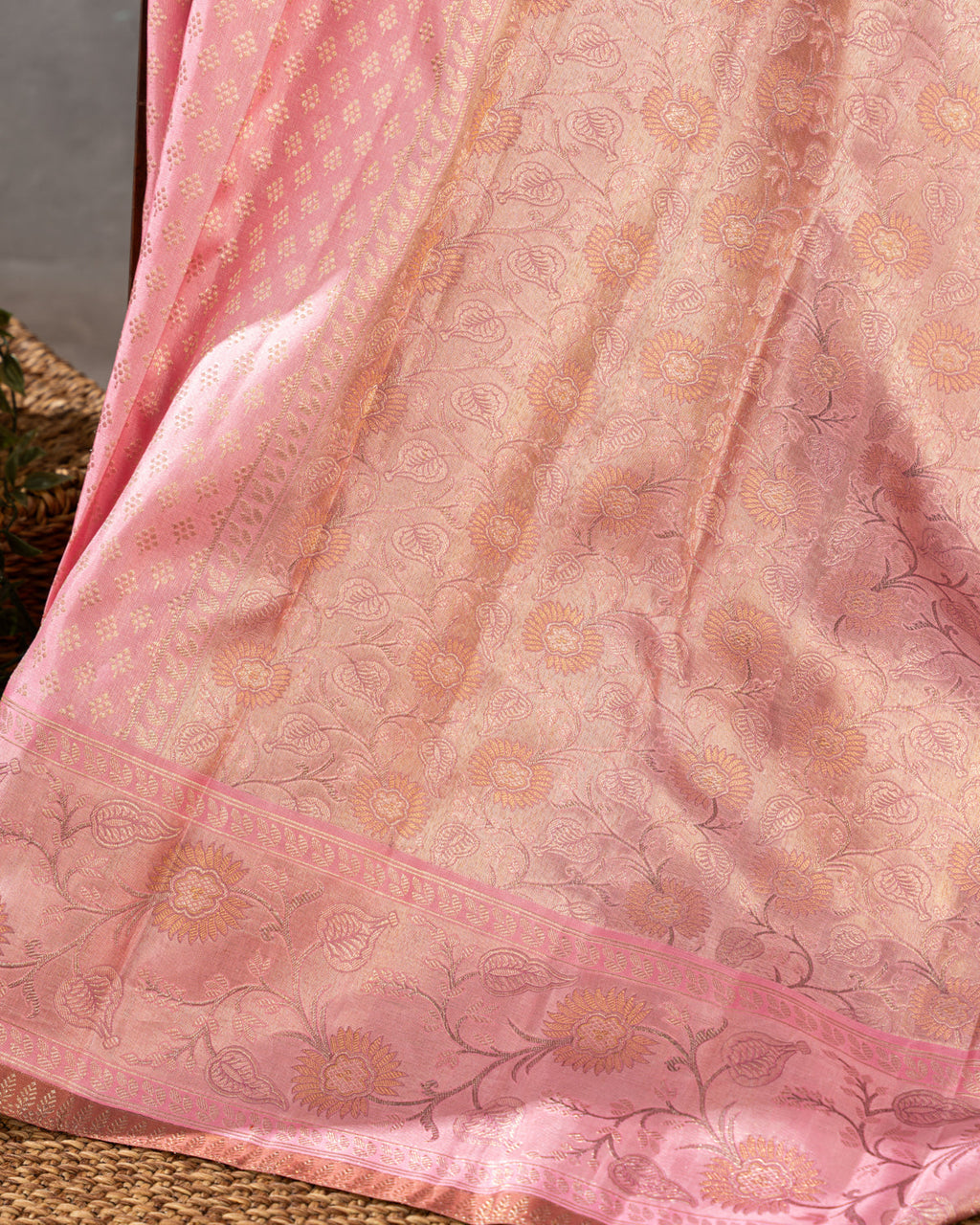 Light Pink Kanchipuram Silk Saree With Brocade Weaves