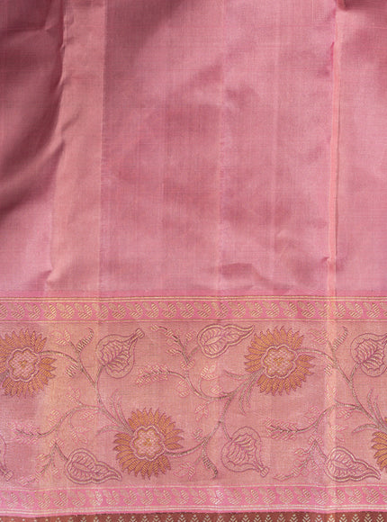 Light Pink Kanchipuram Silk Saree With Brocade Weaves