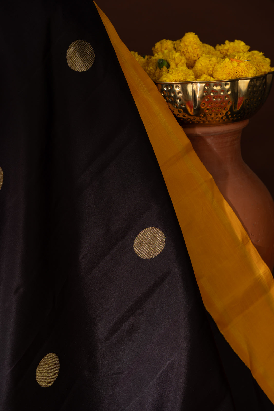 Deep Jamun Kanchipuram Silk Saree With Ganga Jamuna Border