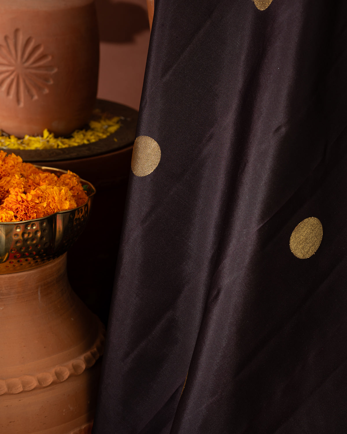 Deep Jamun Kanchipuram Silk Saree With Ganga Jamuna Border