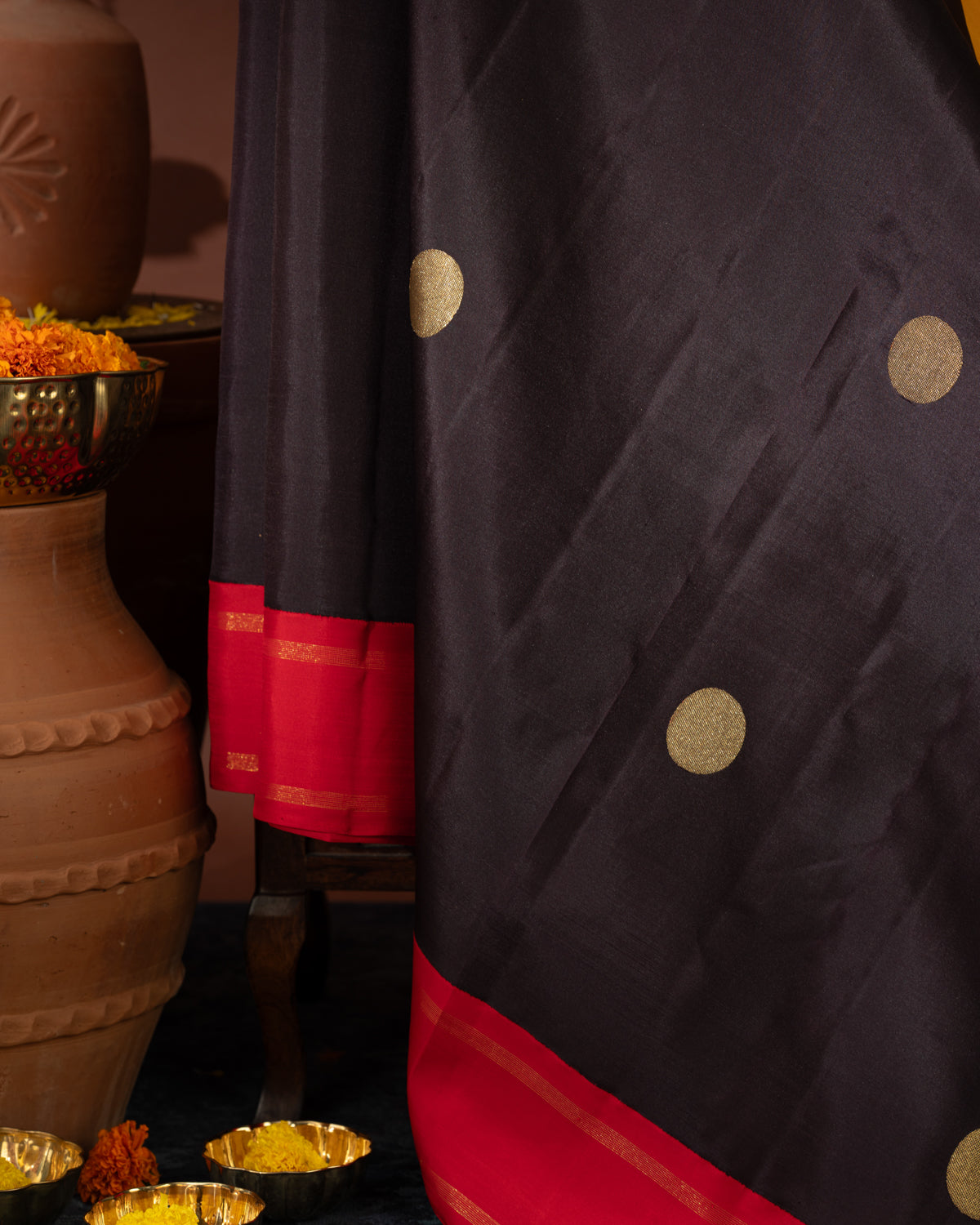 Deep Jamun Kanchipuram Silk Saree With Ganga Jamuna Border